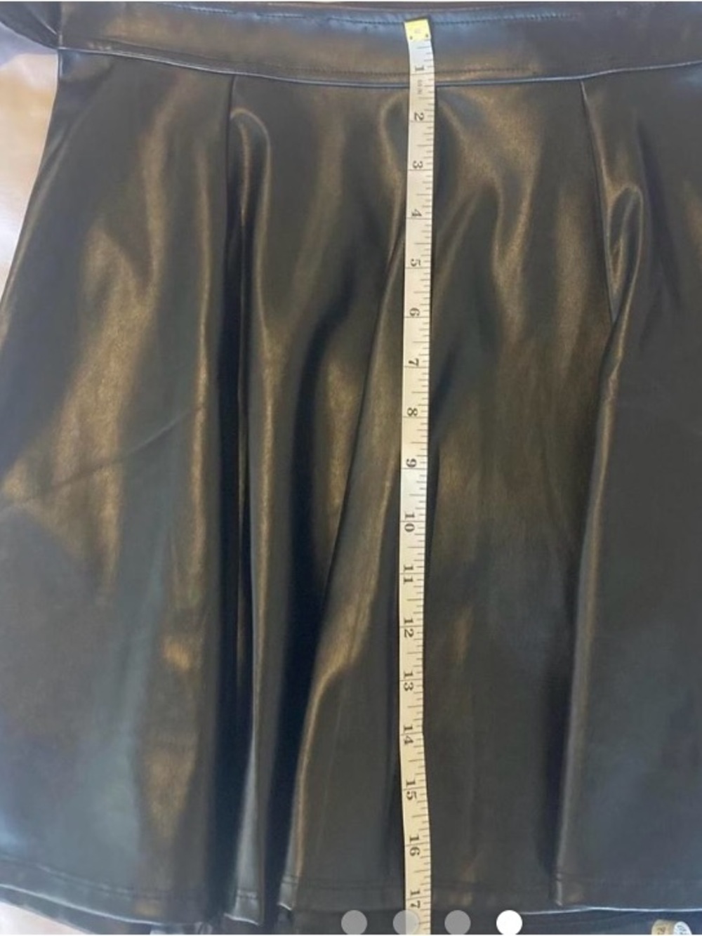 Black Faux Leather A-Line Skirt - Picture 4 of 4